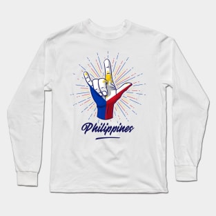 I Love You Philippines Hand Gesture Cute Gift Women Men Long Sleeve T-Shirt